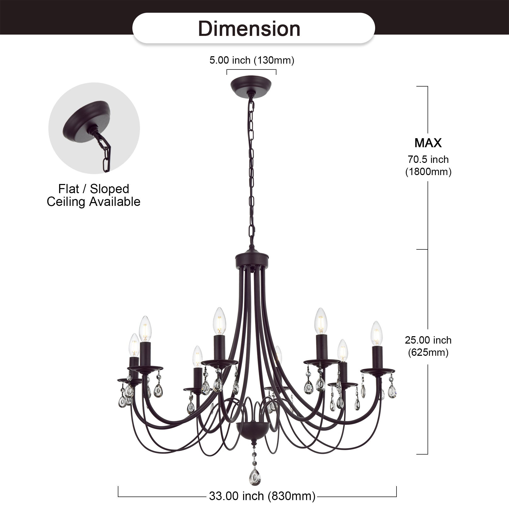 Farmhouse Chandeliers 8 Lights Oil Rubbed Bronze Pendant Lighting Dining Room Light Fixtures Modern Crystal Ceiling Light Fixtures