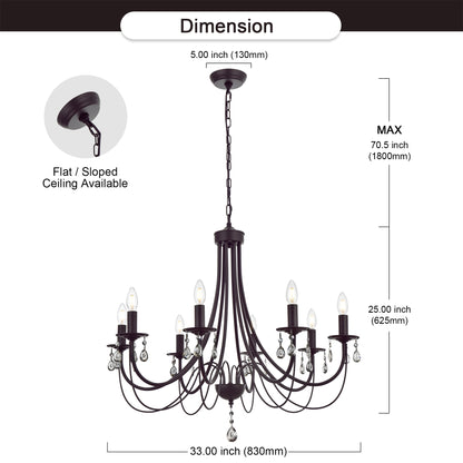 Farmhouse Chandeliers 8 Lights Oil Rubbed Bronze Pendant Lighting Dining Room Light Fixtures Modern Crystal Ceiling Light Fixtures