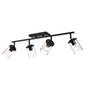 Black Adjustable Track Light Fixture – Modern 4-light Clear Glass Shade Vanity Track Lights with Flexible Heads Wall Mounted