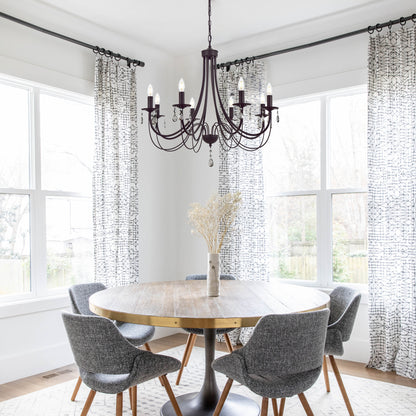 Farmhouse Chandeliers 8 Lights Oil Rubbed Bronze Pendant Lighting Dining Room Light Fixtures Modern Crystal Ceiling Light Fixtures