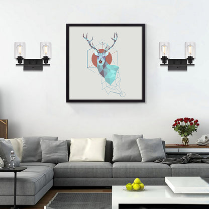 2-Light Black Wall Sconce Industrial Vintage with Clear Glass Shade and Metal Base, Bathroom Vanity Lights Hallway Light Fixture Sconces Wall Lighting