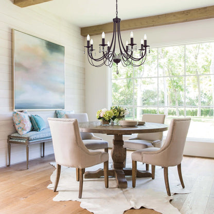 Farmhouse Chandeliers 8 Lights Oil Rubbed Bronze Pendant Lighting Dining Room Light Fixtures Modern Crystal Ceiling Light Fixtures