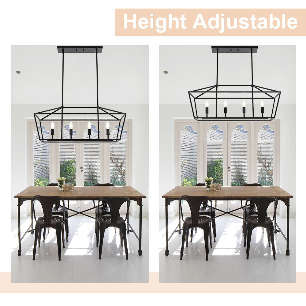 Rustic Chandelier for Dining Room, 32-Inches Width Pendant Lighting for Kitchen Island