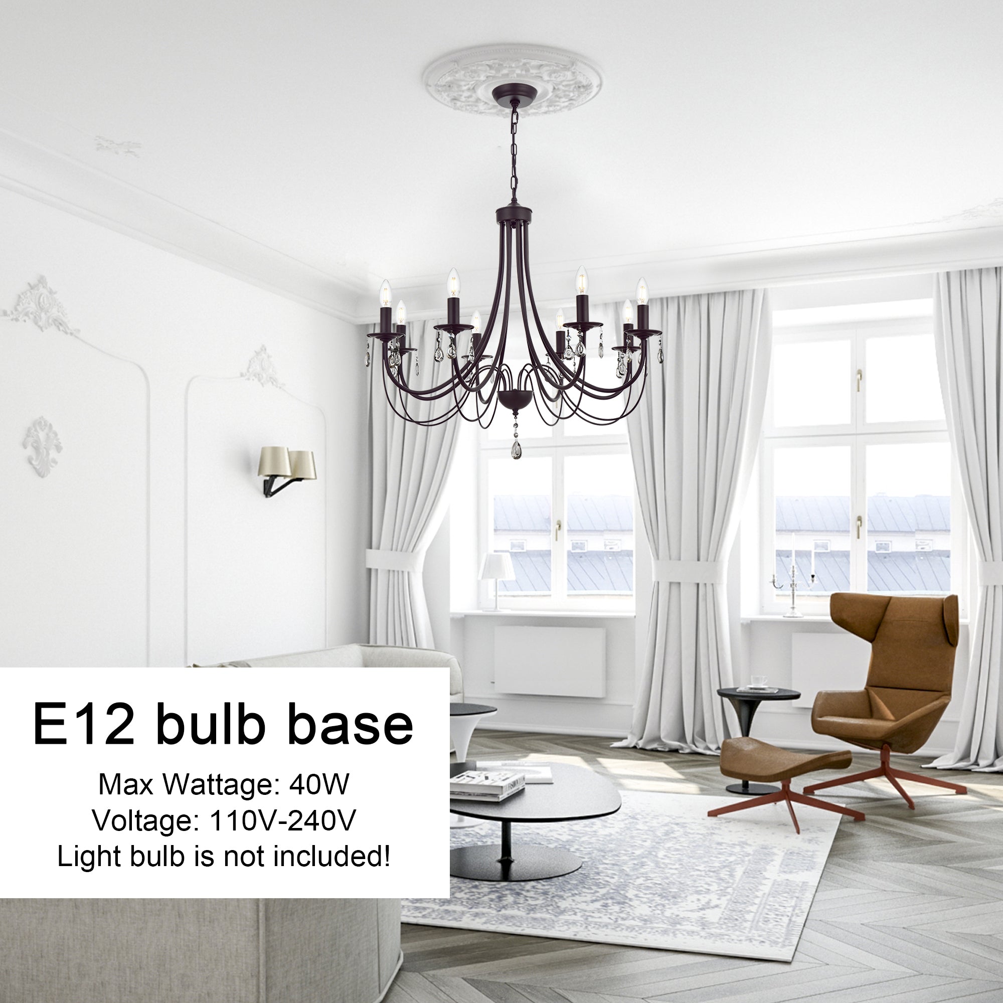 Farmhouse Chandeliers 8 Lights Oil Rubbed Bronze Pendant Lighting Dining Room Light Fixtures Modern Crystal Ceiling Light Fixtures