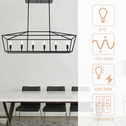 Rustic Chandelier for Dining Room, 32-Inches Width Pendant Lighting for Kitchen Island