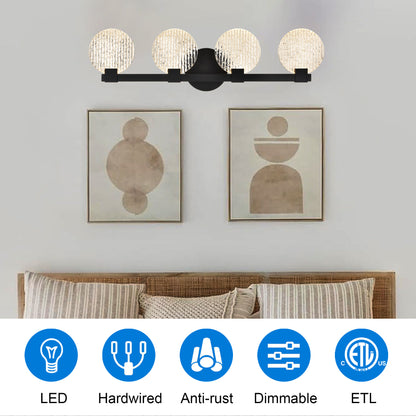 Integrated LED 4-lights Vanity Lights – Rustproof Stainless Steel & Shatterproof Acrylic Lampshade – Bathroom Mirror Lighting