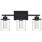 Modern Bubble Crystal 3-Light Vanity Light – 5CCT LED Black Wall Sconce, Adjustable Bulb Orientation, Round Glass & Cylindrical Crystal Shade for Bathroom Glamour