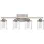 Modern Bubble Crystal 4-Light Vanity Light – 5CCT Adjustable LED Wall Sconce Cylindrical Clear Shade for Bathroom Glamour