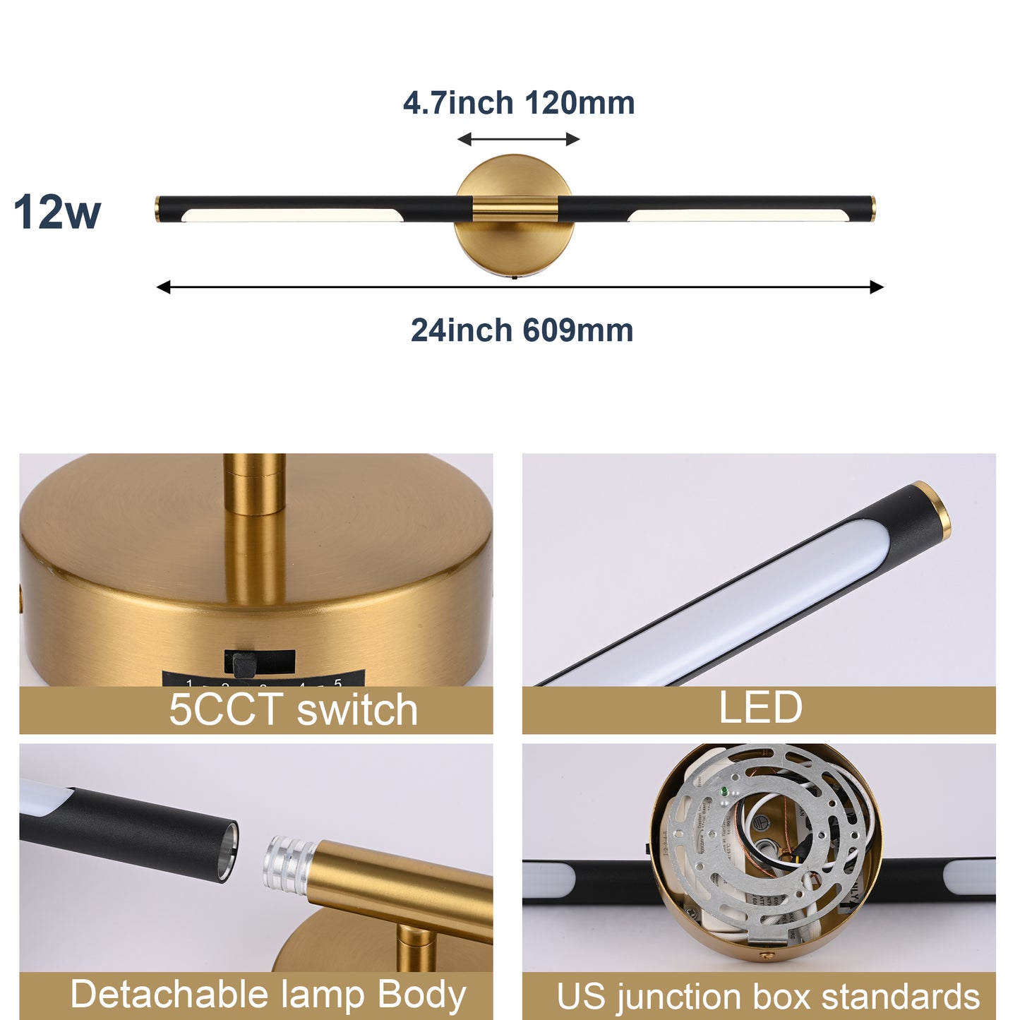 Bonlicht Saul LED Bathroom Light Fixture 12W