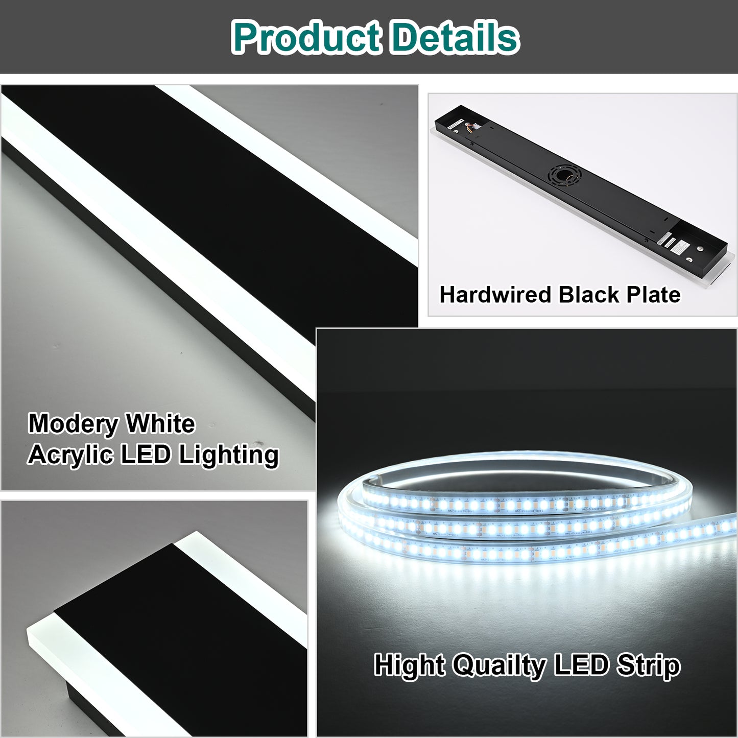 2 Pack 24in LED Outdoor Wall Light, Modern Waterproof Exterior Garage Sconce Lighting, IP65 Black Finish, 3000K Warm White/4000K Daylight, Hardwired for Porch, Patio, Entryway