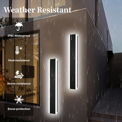 2 Pack 32in LED Outdoor Wall Light, Modern Waterproof Exterior Garage Sconce Lighting, IP65 Black Finish, 3000K Warm White/4000K Daylight, Hardwired for Porch, Patio, Entryway