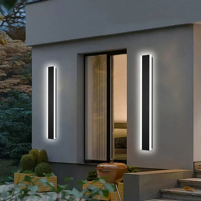 2 Pack 40in Integrated LED Outdoor Wall Light, Modern Waterproof Exterior Garage Sconce Lighting, IP65 Black Finish, 3000K Warm White/6000K Daylight, Hardwired for Porch, Patio, Entryway