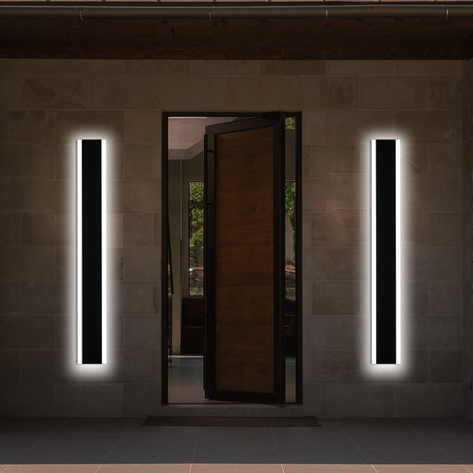 2 Pack 40in Integrated LED Outdoor Wall Light, Modern Waterproof Exterior Garage Sconce Lighting, IP65 Black Finish, 3000K Warm White/6000K Daylight, Hardwired for Porch, Patio, Entryway