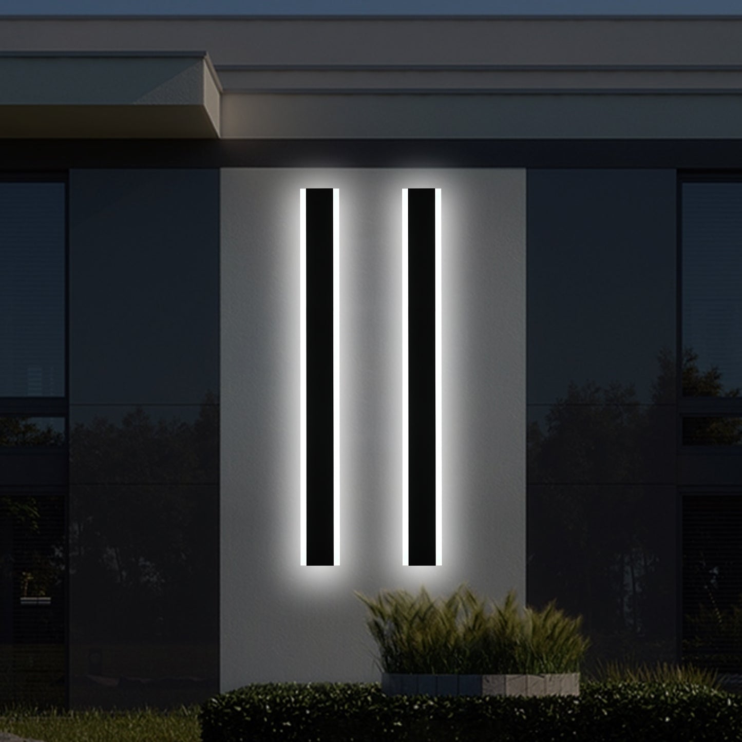 2 Pack 48in Integrated LED Outdoor Wall Light, Modern Waterproof Exterior Garage Sconce Lighting, IP65 Black Finish, 3000K Warm White/6000K Daylight, Hardwired for Porch, Patio, Entryway