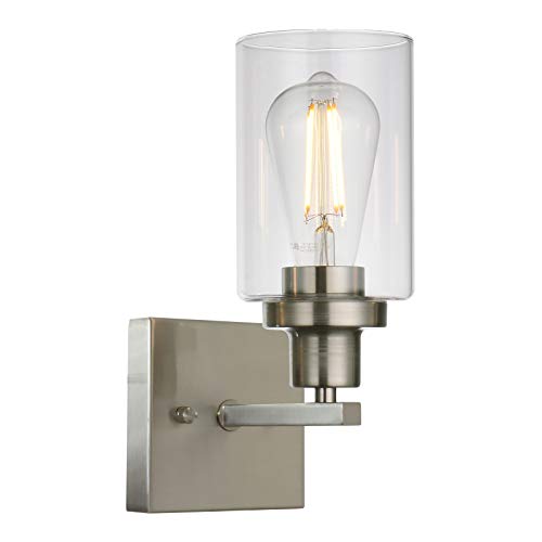 1 Light Wall Sconce Lighting Bathroom Light Fixtures Brushed Nickel Modern Vanity Lights Porch Light Fixtures Wall Mount