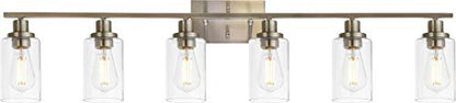 Modern Bathroom Vanity Light Fixtures 6-Light Brushed Nickel Contemporary Wall Light with Glass Shade for Kitchen Living Room Bedroom