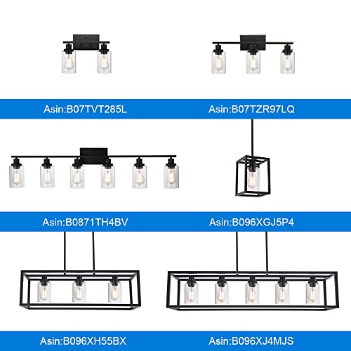4 Lights Sconces Wall Lighting Black with Clear Glass Shade, Industrial Bathroom Light Fixtures Vanity Lights Porch Light Fixtures Wall Mount