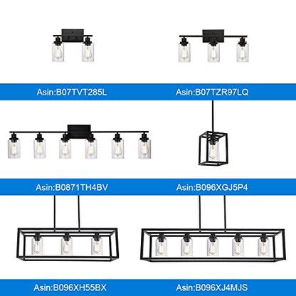 4 Lights Sconces Wall Lighting Black with Clear Glass Shade, Industrial Bathroom Light Fixtures Vanity Lights Porch Light Fixtures Wall Mount