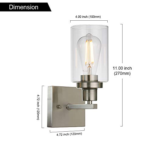 1 Light Wall Sconce Lighting Bathroom Light Fixtures Brushed Nickel Modern Vanity Lights Porch Light Fixtures Wall Mount