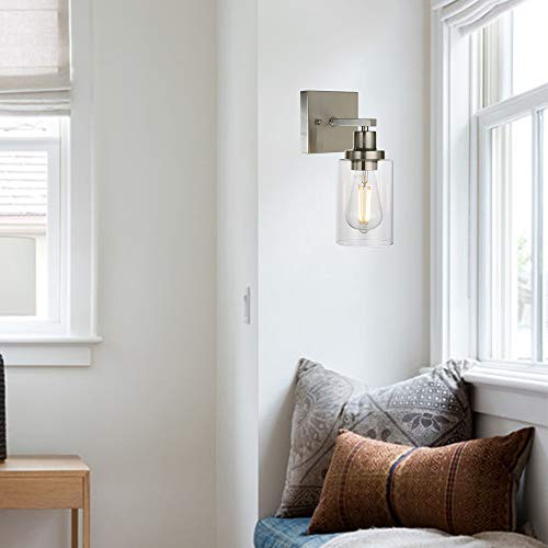 1 Light Wall Sconce Lighting Bathroom Light Fixtures Brushed Nickel Modern Vanity Lights Porch Light Fixtures Wall Mount