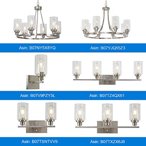 Bathroom Light Fixtures Brushed Nickel 4 Heads Modern Vanity Lights Wall Sconce with Clear Glass Shade for Hallway Kitchen Bedroom Living Room
