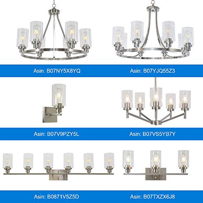 Modern Bathroom Vanity Light Fixtures 6-Light Brushed Nickel Contemporary Wall Light with Glass Shade for Kitchen Living Room Bedroom