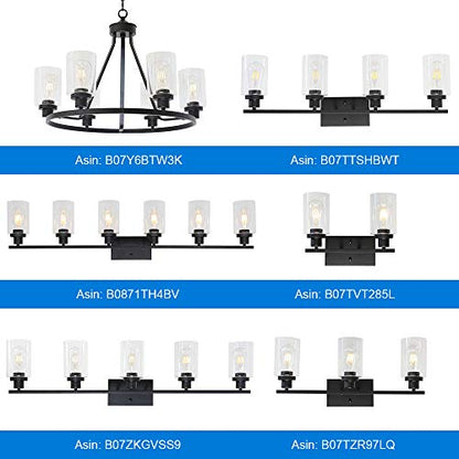 Bathroom Vanity Light Fixtures 3 Lights Wall Sconce Black with Clear Glass Shade for Bedroom Living Room Hallway Kitchen