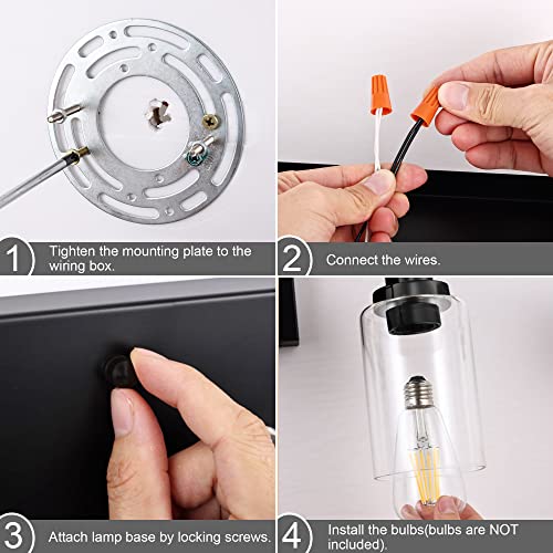 40 Inches Length 5-Light Bathroom Vanity Light Fixtures Black Industrial Wall Sconce Lighting with Clear Glass Shade for Living Room Bedroom Hallway Kitchen