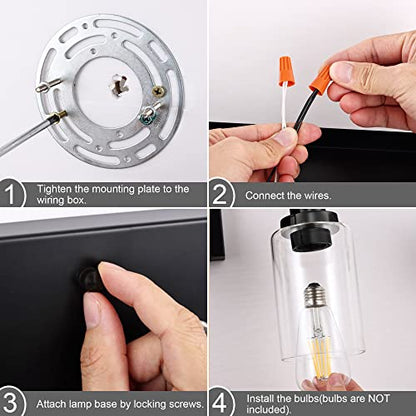 40 Inches Length 5-Light Bathroom Vanity Light Fixtures Black Industrial Wall Sconce Lighting with Clear Glass Shade for Living Room Bedroom Hallway Kitchen